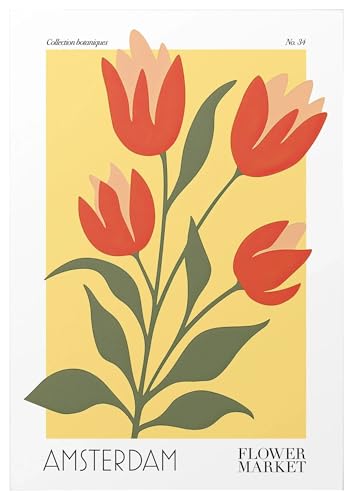 Wandkunst Leinwanddrucke Leinwand Malerei Dekoration Minimalistischen Blume Markt Ausstellung Poster Mid Century Moderne Drucke Home Zimmer Abstrakte Decor(G,40x60cm) von MINGYTN