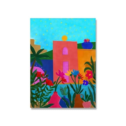 Wandkunst Leinwanddrucke Mode Mädchen Blume Bunte Abstrakte Wand Kunst Leinwand Malerei Nordic Poster Und Drucke Wand Bilder Für Wohnzimmer Dekor(EIN,30x40cm) von MINGYTN