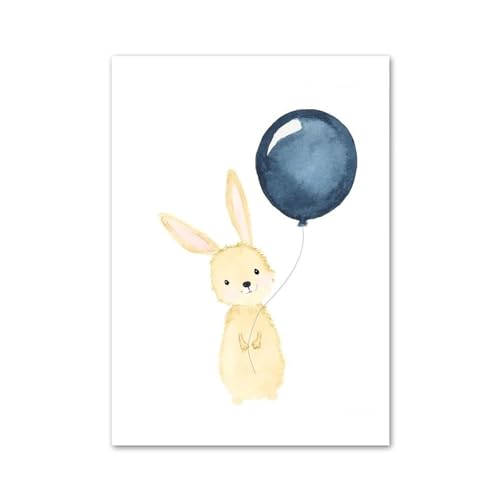 Wandkunst Leinwanddrucke Niedlichen Waschbären Eichhörnchen Pinguin Ballon Poster Drucke Moderne Wand Kunst Leinwand Malerei Für Wohnzimmer Wohnkultur(B,50x70cm) von MINGYTN