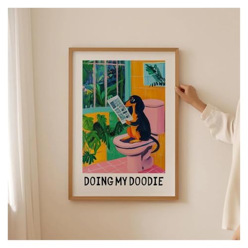 Wandkunst-Leinwanddrucke Vintage Dackel Tier Abstrakte Leinwand Drucke Poster Retro Lustige Malerei Bad Toilette Wand Kunst Wohnkultur(30x40cm) von MINGYTN
