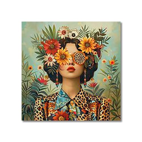 Wandkunst Leinwanddrucke Vintage Illustration Abstrakte Blumengläser Kunst Poster Cartoon Wand Leinwand Malerei Geeignet Für Wohnzimmer Dekoration(B,50x70cm) von MINGYTN