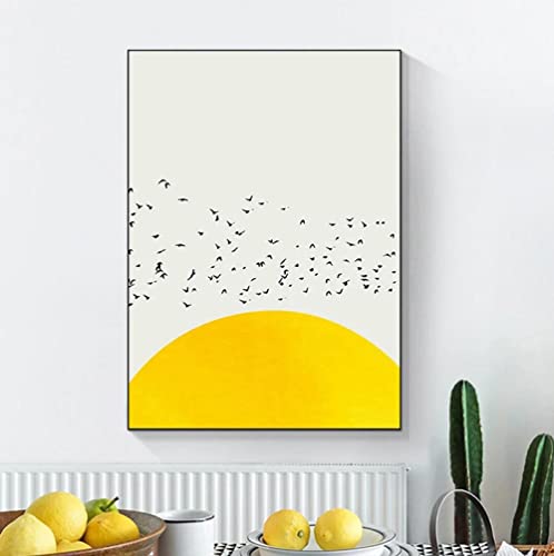 Leinwand Bild Gelbe Sonne Leinwandbilder Leinwand Leinwand Dekoration Malerei Kunst Poster 50x70cm Kein Rahmen von MINGYXZZT