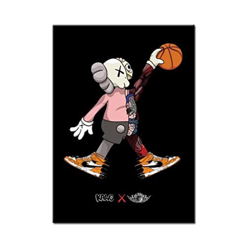 Poster Leinwand Karikaturmann, der Basketball spielt Muster Poster Drucke Auf Leinwand Bilder Für Wohnzimmer Wohnkultur 50x70cm ohne Rahmen von MINGYXZZT