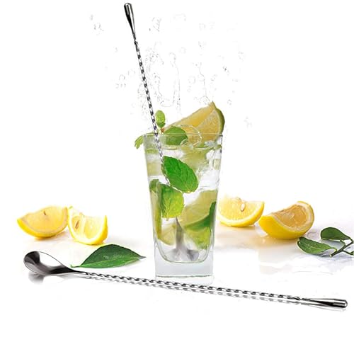 MINGZE 1 Stück Cocktail Mixer Löffel mit integriertem Muddler, Edelstahl Cocktail Rührer, Bar Barkeeper Cocktail Shaker Cocktail Mixer Löffel Spiralmuster Bar Cocktail Shaker Löffel, 30 cm von MINGZE