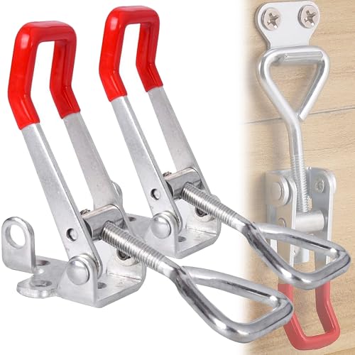 MINGZE 2 Stück Einstellbare Kniehebelspanner Halteklaue Hebel Verriegelung Schnellspanner 4002, Schwerlast Handwerkzeug Schnellspanner Metall Haltekapazität Türriegel Typ 220Kg von MINGZE