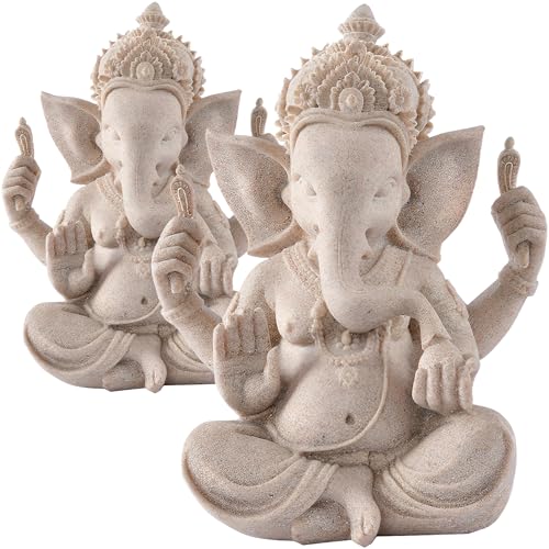 MINGZE 2 Stück Elefant Statue, Lord Ganesha Buddha Hindu-Elefant Gott Statuen Harz Sandstein Skulptur Indische Ganesh Buddha Figur Handarbeit Geschenk Dekoration Ornamente für Haus Garten Auto MINGZE 2 Stück Elefant Statue, Lord Ganesha Buddha Hindu-Elefant Gott Statuen Harz Sandstein Skulptur Indische Ganesh Buddha Figur Handarbeit Geschenk Dekoration Ornamente für Haus Garten Auto von MINGZE