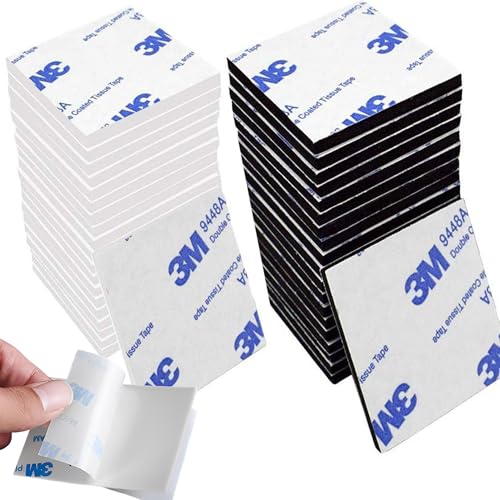 MINGZE 40 Stück Doppelseitige Schaumstoff-Klebepads Schwarz & Weiß Selbstklebend Starkes Klebeband Quadratisch 40 mm x 40 mm x 1,5 mm Wasserdicht von MINGZE