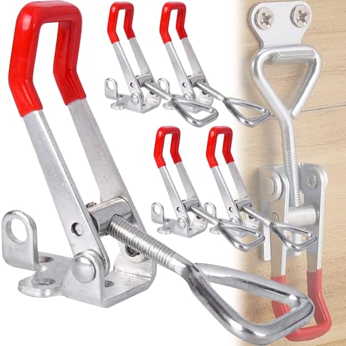 MINGZE 5 Stück Einstellbare Kniehebelspanner Halteklaue Hebel Verriegelung Schnellspanner 4001, Schwerlast Handwerkzeug Schnellspanner Metall Haltekapazität Türriegel Typ 150Kg von MINGZE