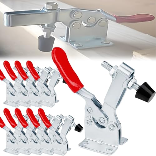 MINGZE Kniehebelspanner, Kleiner Waagrechtspanner Schnellspanner Knebelklemme Handwerkzeuge Klemmen Toggle Clamp Haltekraft Spannhebel Fassungsvermögen mit Antislip Handgriff (10 Stück GH-201-A 30 kg) von MINGZE
