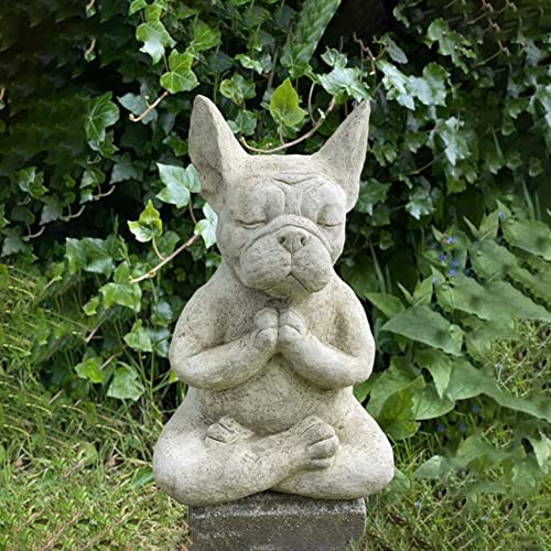 MINGZE Meditierende Bulldogge Statue, Harzmaterial Wasserdicht Bulldogge Buddha Yoga Hund Figur Dekorative Tischplatte Sammlerstück für Heimdekoration Indoor Ornament Garten Outdoor Hof von MINGZE