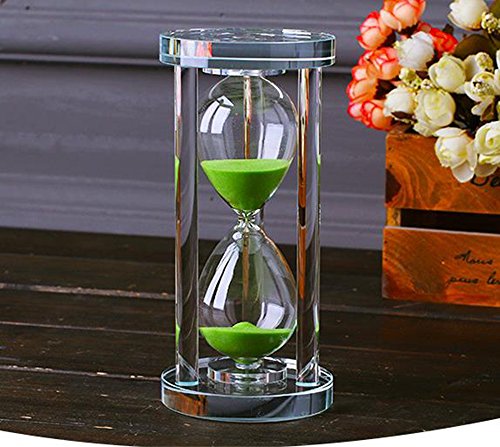 MINGZE Transparent Kristall Sanduhr Timer Sand Uhr Handwerk Glas Dekoration, 15 Minuten / 30 Minuten / 60 Minuten (Grün, 15 Minuten) von MINGZE