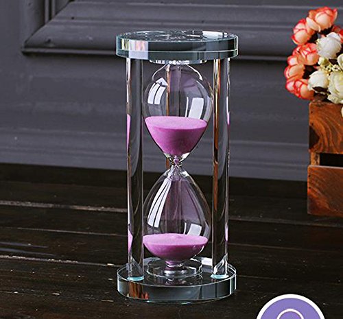 MINGZE Transparent Kristall Sanduhr Timer Sand Uhr Handwerk Glas Dekoration, 15 Minuten / 30 Minuten / 60 Minuten (Rosa, 15 Minuten) von MINGZE