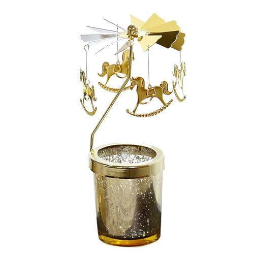 MINGZHE Drehender Kerzenhalter, Drehender Teelicht-Kerzenhalter, Karussell-Kerzendreher, Rotierender Teelicht-Kerzenhalter aus Metall für Tischdekoration, Weihnachten, Party-Dekoration, von MINGZHE