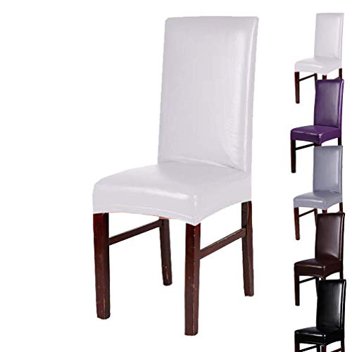 MINGZJ PU stuhlhussen 4er Set, wasserdicht und ölbeständig, Kunstleder elastisches Gewebe Stretch Stuhlbezug von MINGZJ