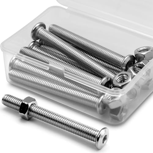 (10 Sätze) M8 x 60mm Innensechskantschrauben und Muttern Set 304 Edelstahl Flachkopf Möbel-Anschluss Schrauben von MINHER