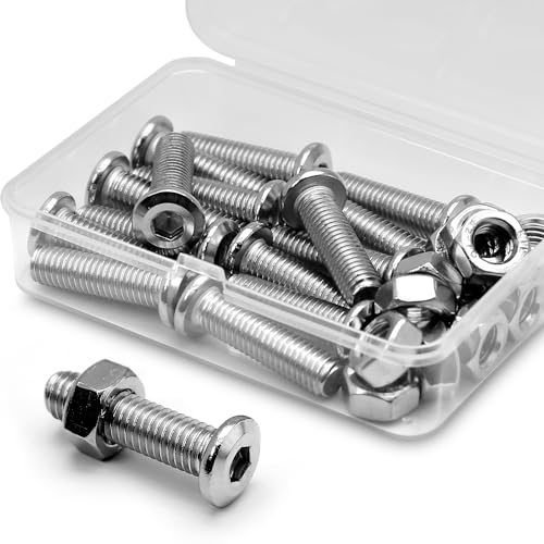 (15 Sätze) M8 x 20mm Innensechskantschrauben und Muttern Set 304 Edelstahl Flachkopf Möbel-Anschluss Schrauben von MINHER