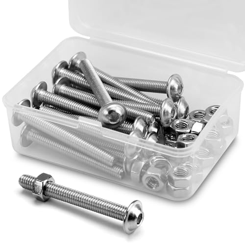 (20 Sätze) M6 x 60mm Innensechskantschrauben mit Flansch und Muttern Set 304 Edelstahl Linsenkopf Schrauben von MINHER