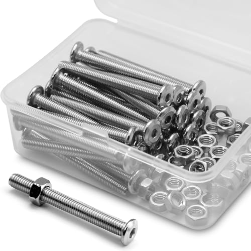 (30 Sätze) M5 x 40mm Innensechskantschrauben und Muttern Set 304 Edelstahl Flachkopf Möbel-Anschluss Schrauben von MINHER