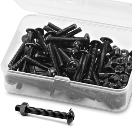 (40 Sätze) M4 x 20mm Innensechskantschrauben mit Flansch und Muttern Set, 304 Edelstahl Schwarzes Oxid, Linsenkopf Schrauben, Flansch Schrauben von MINHER