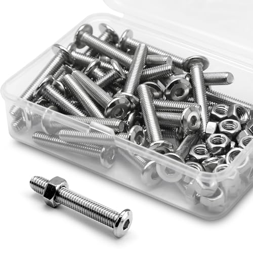 (40 Sätze) M5 x 30mm Innensechskantschrauben und Muttern Set 304 Edelstahl Flachkopf Möbel-Anschluss Schrauben von MINHER