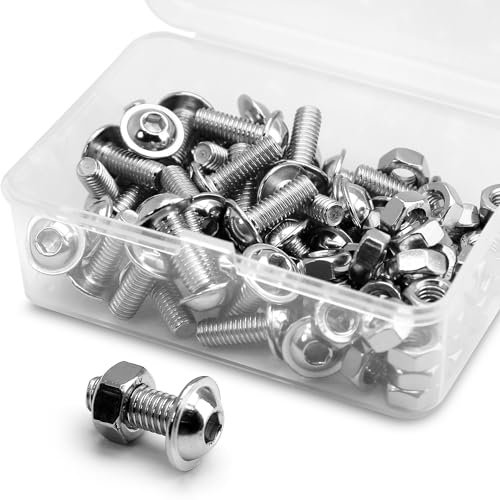 (40 Sätze) M6 x 10mm Innensechskantschrauben mit Flansch und Muttern Set 304 Edelstahl Linsenkopf Schrauben von MINHER