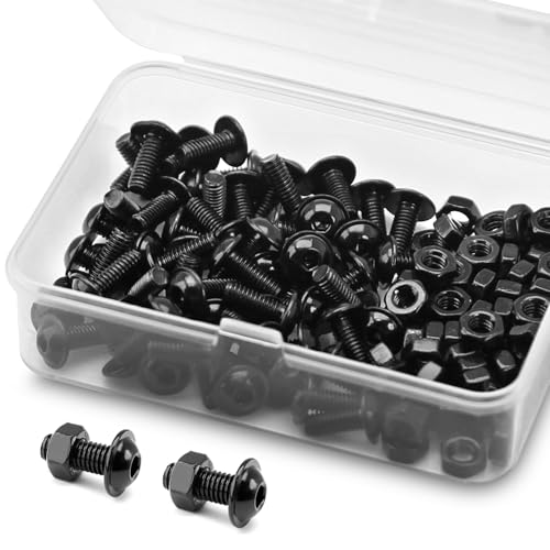 (60 Sätze) M4 x 8mm Innensechskantschrauben mit Flansch und Muttern Set, 304 Edelstahl Schwarzes Oxid, Linsenkopf Schrauben, Flansch Schrauben von MINHER