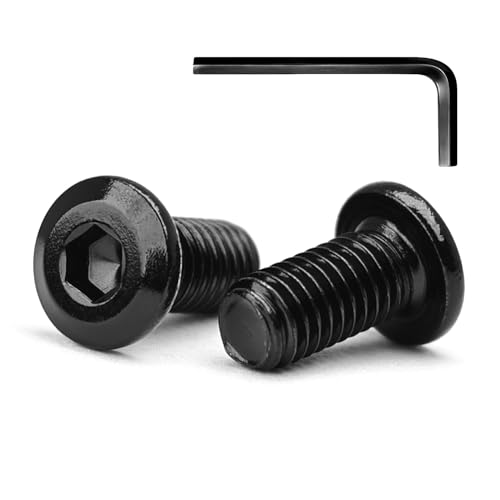 10 Sätze M6 x 16mm Flachkopfschrauben Flachkopf-Innensechskantschrauben, A2 V2A Edelstahl Schwarzes Oxid, Sechskantschrauben für Möbel, Möbelschrauben,mit Hex Key von MINHER