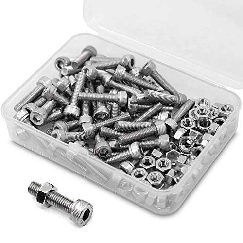 M5*16mm 80 Stück Innensechskantschraube und Mutter Kombinationsbox 18-8 Edelstahl Zylinderschrauben mit Innensechskant von MINHER