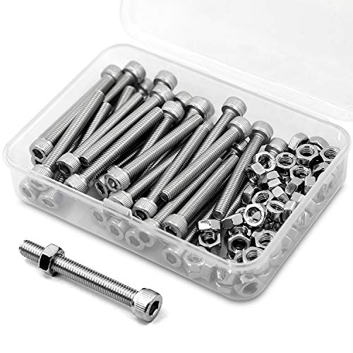 M5*30mm 60 Stück Innensechskantschraube und Mutter Kombinationsbox 18-8 Edelstahl Zylinderschrauben mit Innensechskant von MINHER