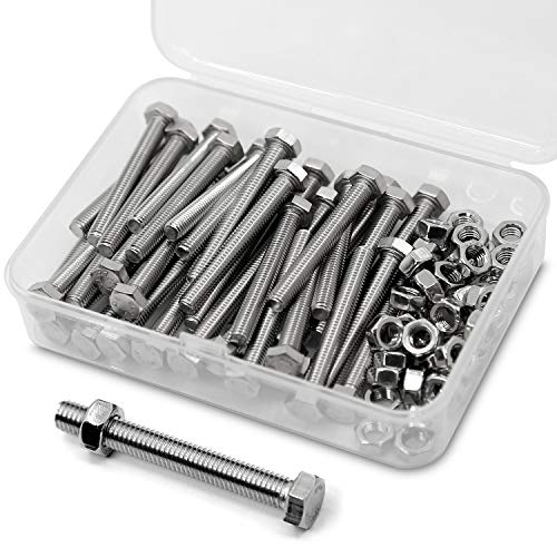 M5*40mm 40 Stück 304 Edelstahl Sechskantschrauben Bolzen und Muttern set, Maschinenschrauben schrauben von MINHER