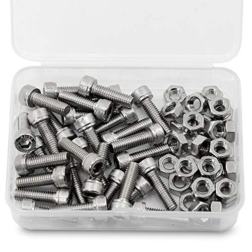 M6*10mm 40 Stück Innensechskantschraube und Mutter Kombinationsbox 18-8 Edelstahl Zylinderschrauben mit Innensechskant von MINHER