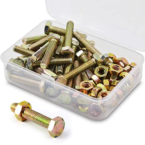 M6*30mm 30 Stück 8.8 Verzinkter Stahl Sechskantschrauben mit Außensechskant und Muttern set von MINHER