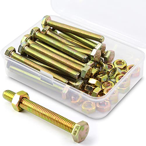 M6*40mm 20 Stück 8.8 Verzinkter Stahl Sechskantschrauben mit Außensechskant und Muttern set von MINHER