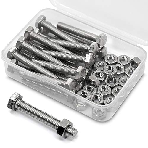 M6*50mm 20 Stück 304 Edelstahl Sechskantschrauben Bolzen und Muttern set, Maschinenschrauben schrauben von MINHER