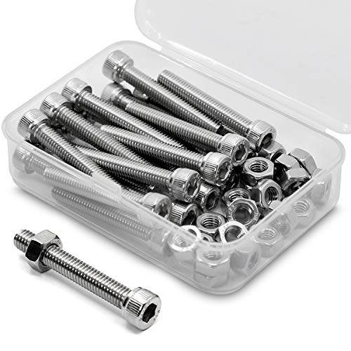 M6*50mm 20 Stück Innensechskantschraube und Mutter Kombinationsbox 18-8 Edelstahl Zylinderschrauben mit Innensechskant von MINHER