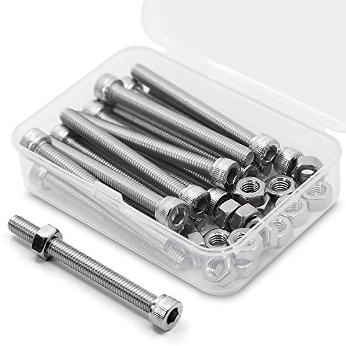 M6*60mm 15 Stück Innensechskantschraube und Mutter Kombinationsbox 304 Edelstahl Zylinderschrauben mit Innensechskant von MINHER