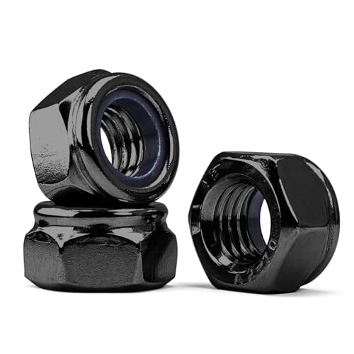 M6-1,0 Sicherungsmuttern Selbstsichernde Muttern, A2 V2A 304 Edelstahl Schwarzes Oxid, Sechskantmuttern Stoppmuttern Kontermuttern Set DIN985 (20 Stück) von MINHER