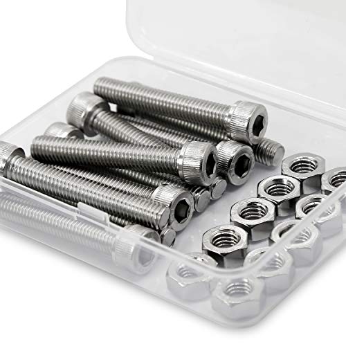 M8*70mm 10 Stück Innensechskantschraube und Mutter Kombinationsbox 18-8 Edelstahl Zylinderschrauben mit Innensechskant von MINHER
