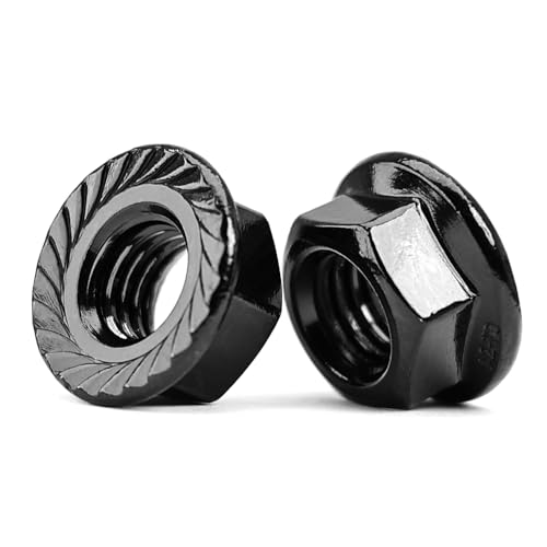 M8-1,25 Sechskantmuttern mit Flansch und Sperrverzahnung, Flanschmuttern 304 Edelstahl Schwarzes Oxid A2 V2A, DIN6923 (20 Stück) von MINHER