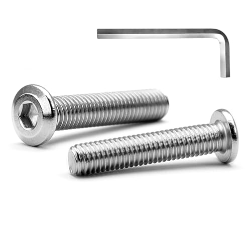 MINHER 10 Sätze M4 x 40mm Schrauben,Flachkopfschrauben, A2 V2A Edelstahl Flachkopf-Innensechskantschrauben für Möbel(mit Innensechskantschlüssel) von MINHER
