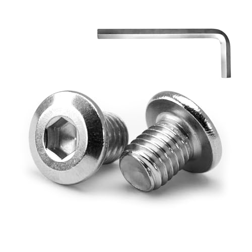 MINHER 20 Sätze M6 x 10mm Schrauben,Flachkopfschrauben, A2 V2A Edelstahl Flachkopf-Innensechskantschrauben für Möbel(mit Innensechskantschlüssel) von MINHER