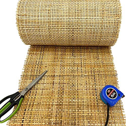 MINHKUST Rattan-Gurtband, 61 cm breit, natürlich, braun, dunkel, quadratisch, 2,1 m Länge, für Caning-Projekte, vorgewebtes Radio-Netzgewebe für Möbel, Stuhl, Tisch, Decke, 2,1 m von MINHKUST