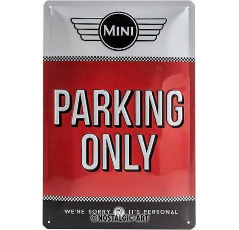 MINI Glattblech Mini Parking Only Blechschild 20x30 cm Label Motivprägung, (1-St) von MINI