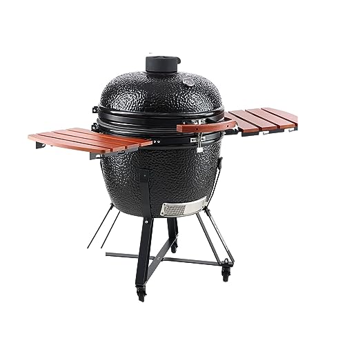 18/24 Zoll tragbarer Holzkohlegrill Propangasgrills mit Abdeckung und Wagen Lehm- und Edelstahl-BBQ-Grill for Camping-Picknick,Hervorragende Stabilität(24inch) von MINING