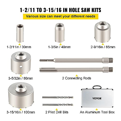 4-in-1 Beton-Lochsägen-Set, 8/9-teilig, 30–100/40–125 mm Schaft, Zementbohrer, Wand-Lochöffner-Werkzeug-Set,Hervorragende Stabilität(10PCS Unthreaded) von MINING