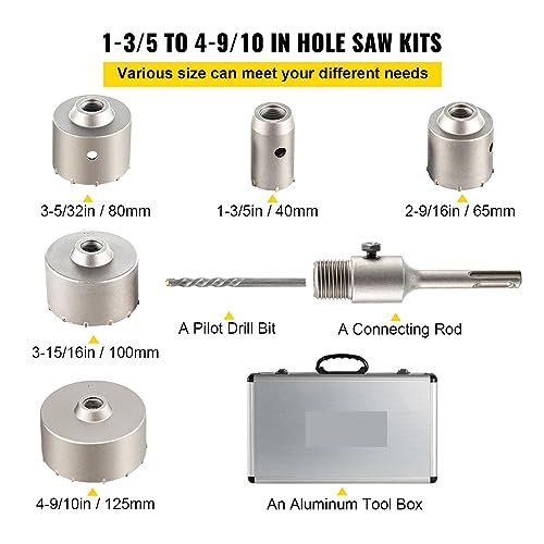 4-in-1 Beton-Lochsägen-Set, 8/9-teilig, 30–100/40–125 mm Schaft, Zementbohrer, Wand-Lochöffner-Werkzeug-Set,Hervorragende Stabilität(8PCS Unthreaded) von MINING