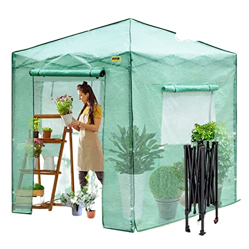 8x6ft 8x1 2ft Garten im Freien Garten begehbarer Gewächshaus wetterfest mit Roll-up-Türen und Fenstern Stahlrahmen SPORT Tragbar abdecken,Stabilere Arbeitsplätze(8x12FT) von MINING