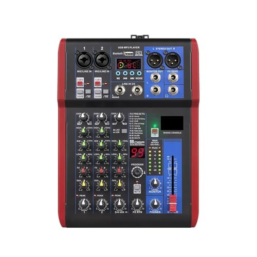 99DSP mixer DJ-Konsole – 2 Mikrofon-/Line-Eingänge, MP3-/USB-E/A, EQ- und Delay-Effekte 20 Hz–30 kHz für Profis(4 Channels) von MINING