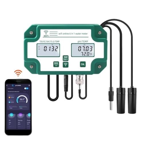 Bodentester, Smart Aquarium PH Meter YY-W9909 Digitale PH EC TDS SALZ SG Temp Wasser Qualität Tester Tuya Monitor Steuerung, Hohe Empfindlichkeit von MINING