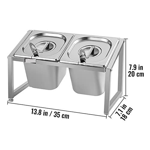 Commercial Spice Rack Gewürz Organizer 2-10Pans Edelstahl Home Expandable Regal Food Inhaltsstoffe Suppenbehälter,Stabilere Arbeitsplätze(2Pans 5L 1-Tier) von MINING